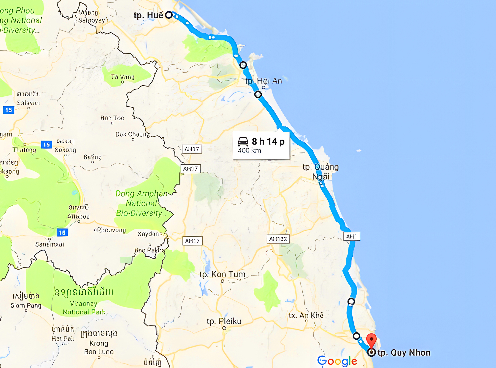 Bản đồ di chuyển Quy Nhơn