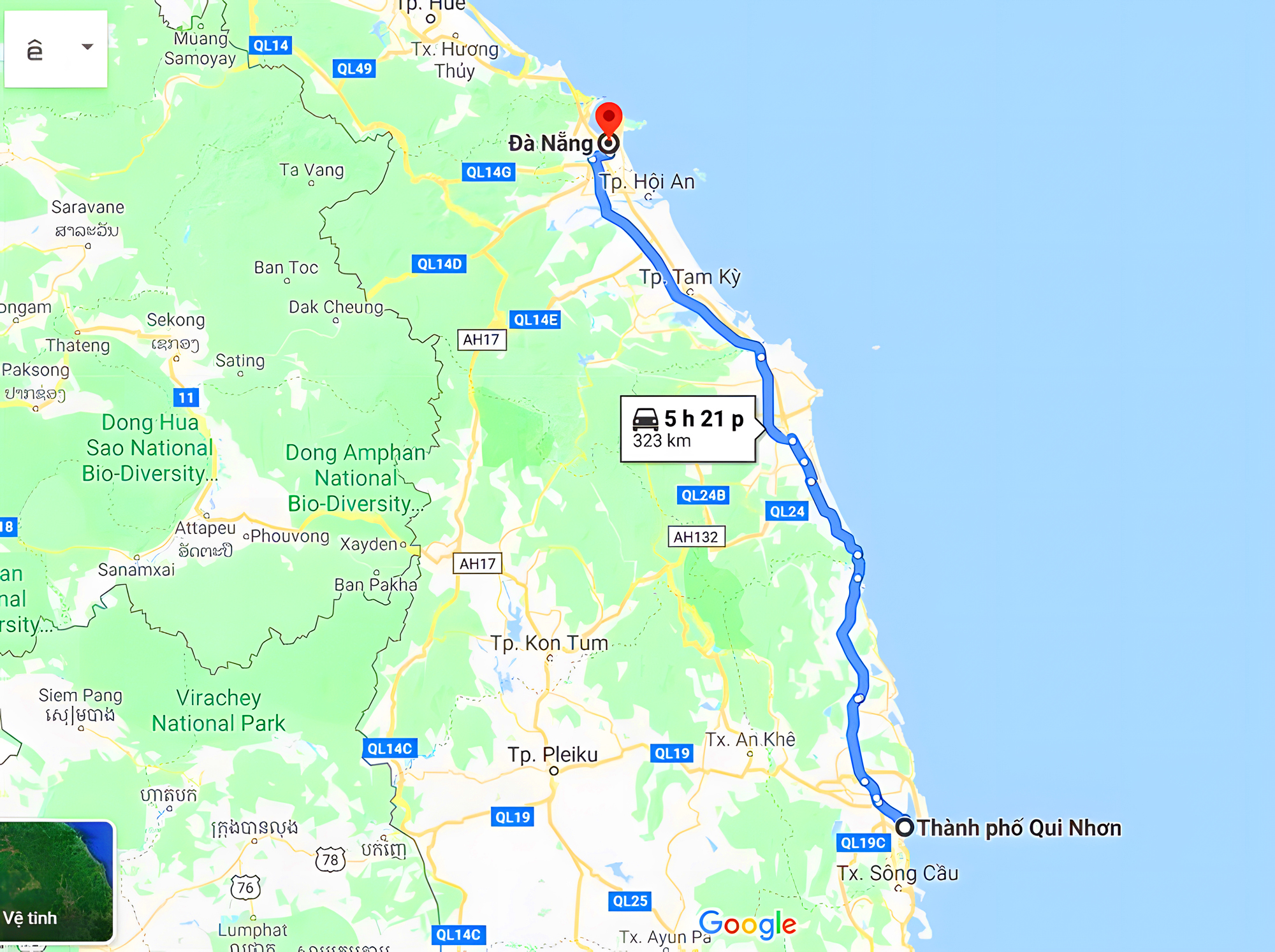 Bản đồ di chuyển Quy Nhơn