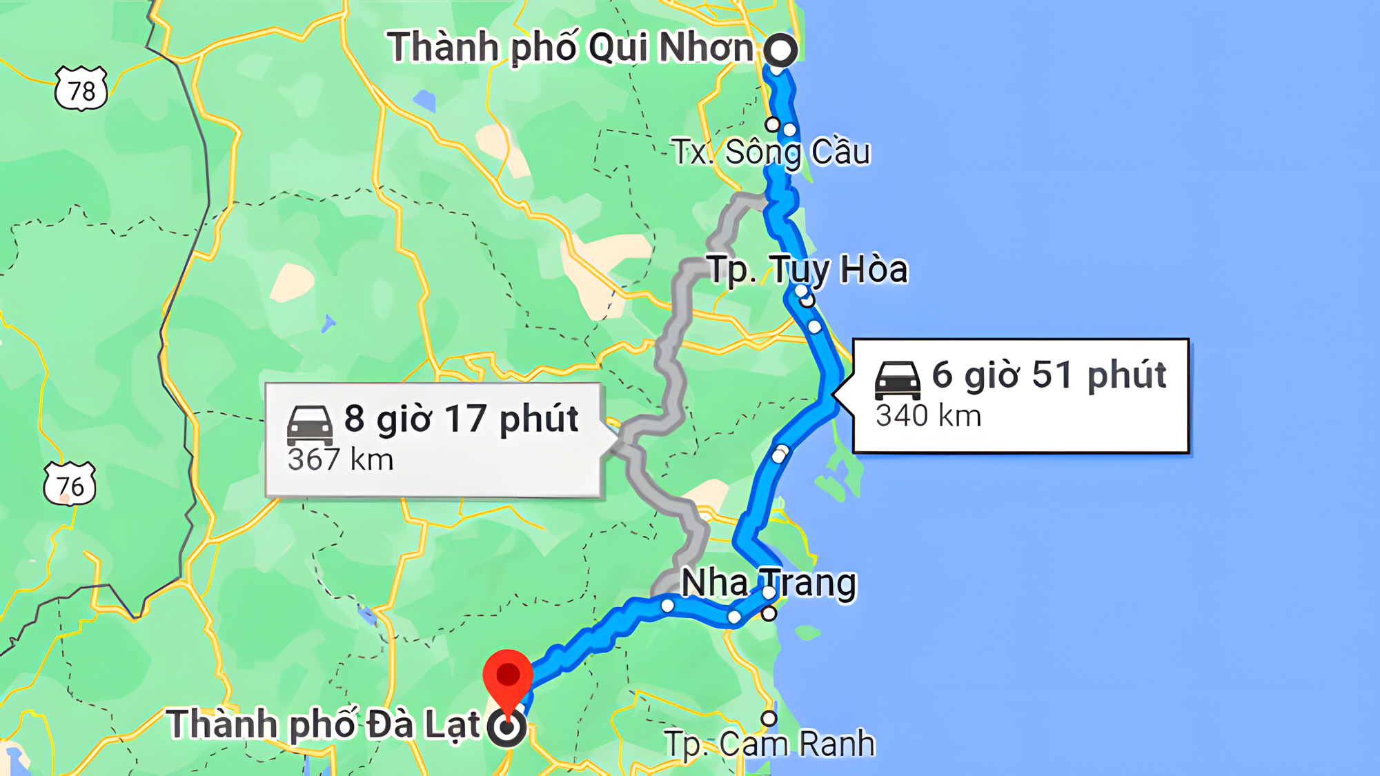 Bản đồ di chuyển Quy Nhơn