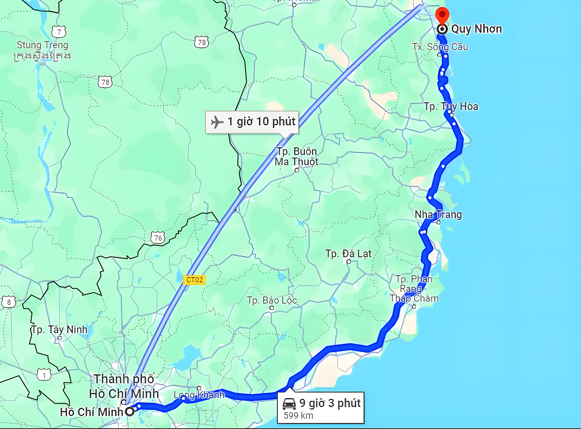 Bản đồ di chuyển Quy Nhơn